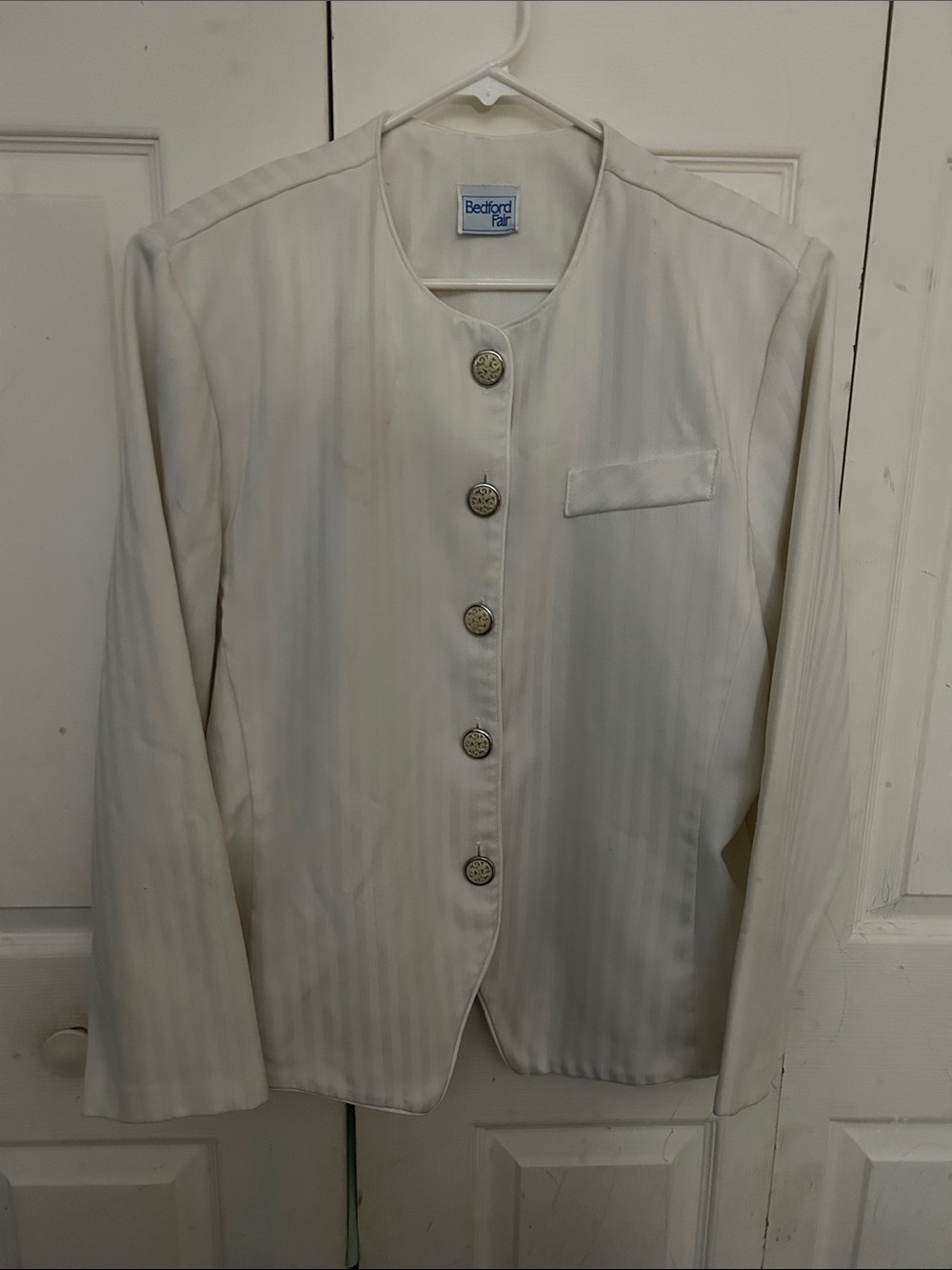 Women's Cream Button-Front Jacket and Skirt